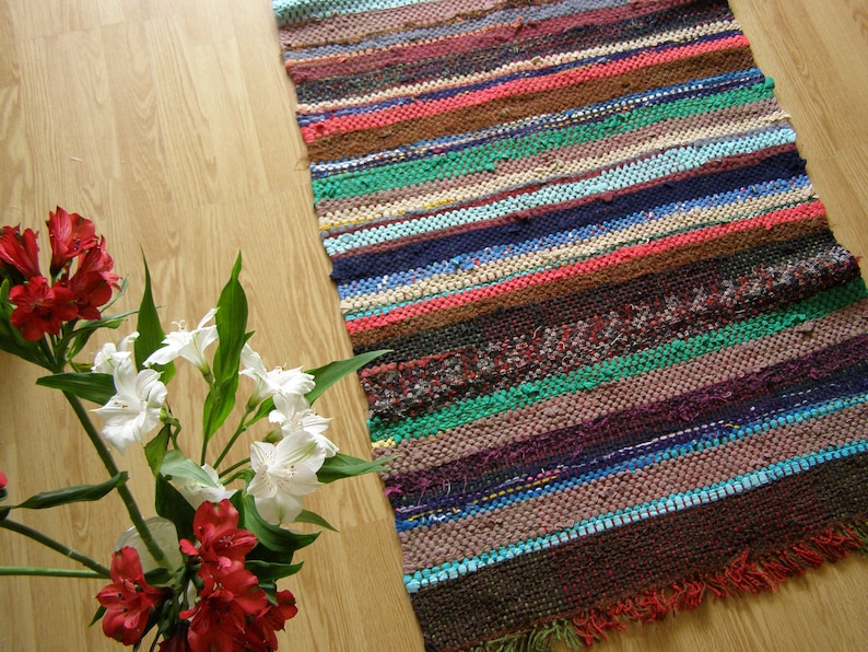 Gewebte Teppich Vintage Baumwolle Gestreift Teppich Handgemachte