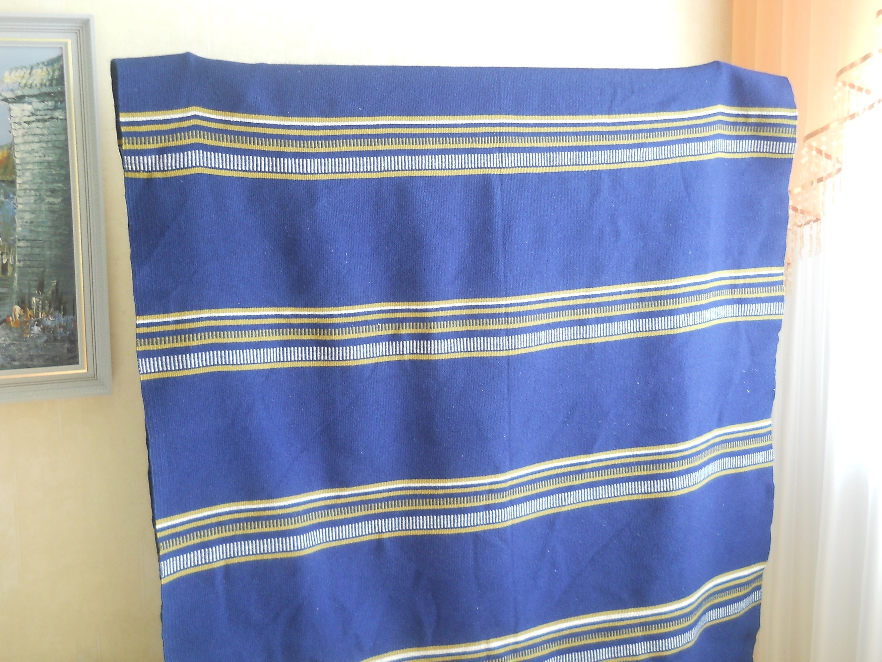 Vintage Woolen Bed Cover. Woolen Bedspread. Large Wool Bedcover