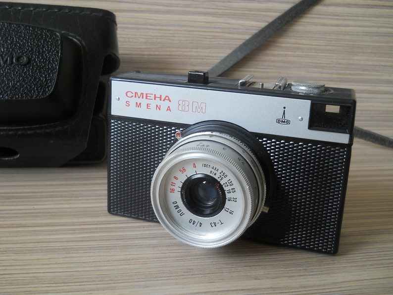 Soviet Camera Smena 8M. Lomography Camera 80s. Russian Retro Camera. Old Photo Camera. Black Leather Case. Collectibles image 1