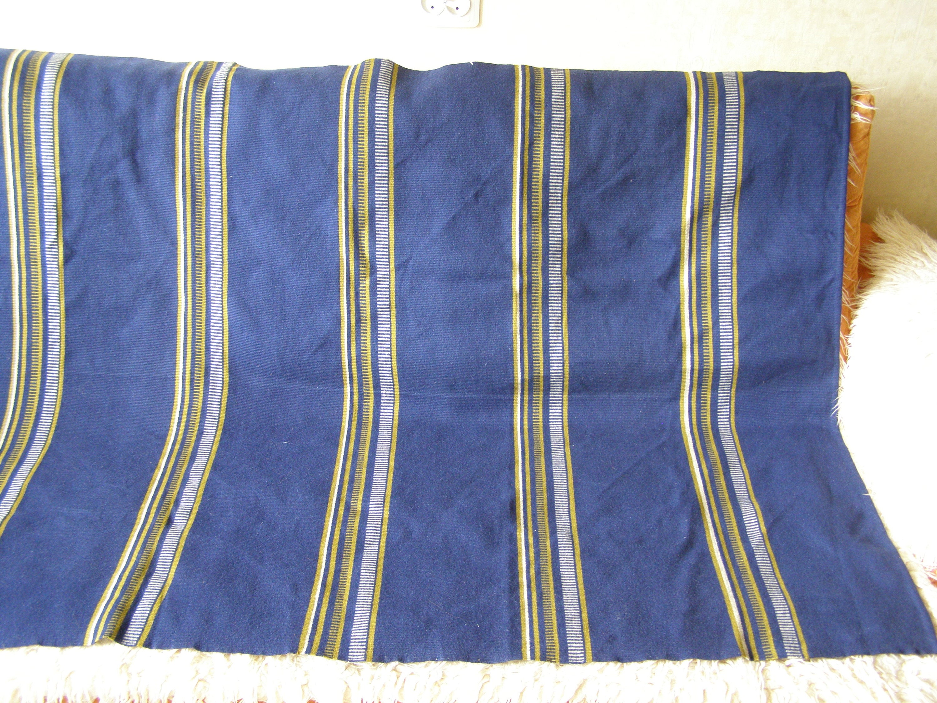 Vintage Woolen Bed Cover. Woolen Bedspread. Large Wool Bedcover