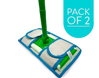 Pet Hair Dry Mop Pad Reusable Swiffer Mop Washable Mop Cover Dry Dusting Pads Compatible With Swiffer 2 PACK