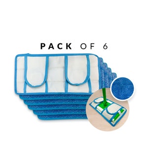 PACK of 6 Mop Pads - Reusable Washable Durable - Fits Swiffer Wet Jet and Ready Mop  Head