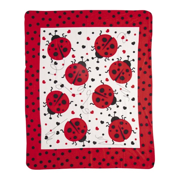 Couverture coccinelle – Couverture polaire douce pour pique-nique – Housses de canapé et literie mignonne