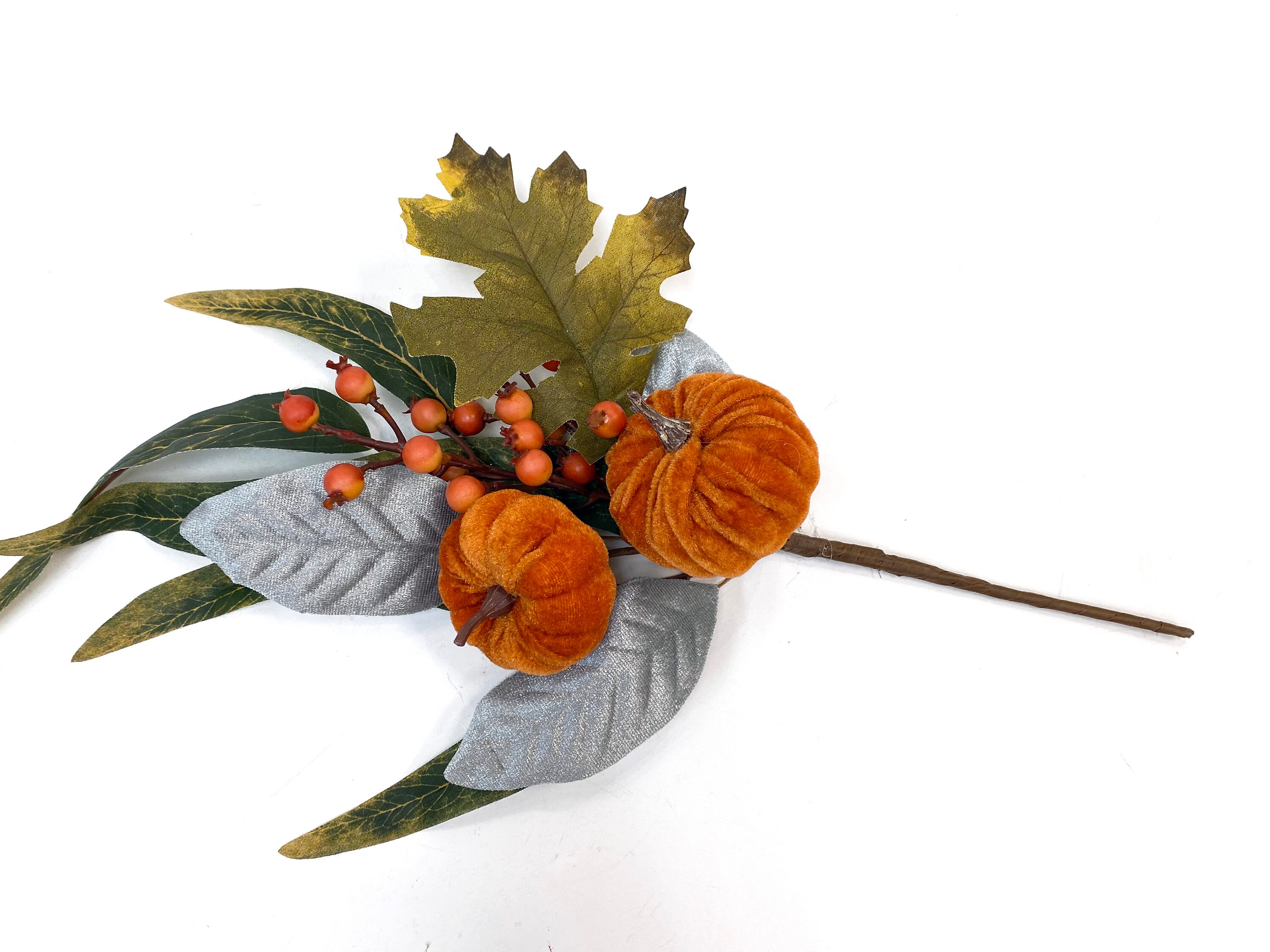ON SALE Floral pick fall velvet pumpkins pumpkin decor Etsy
