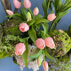 Real Touch Pale Pink Tulips, Darwin Style Artificial Flowers image 4