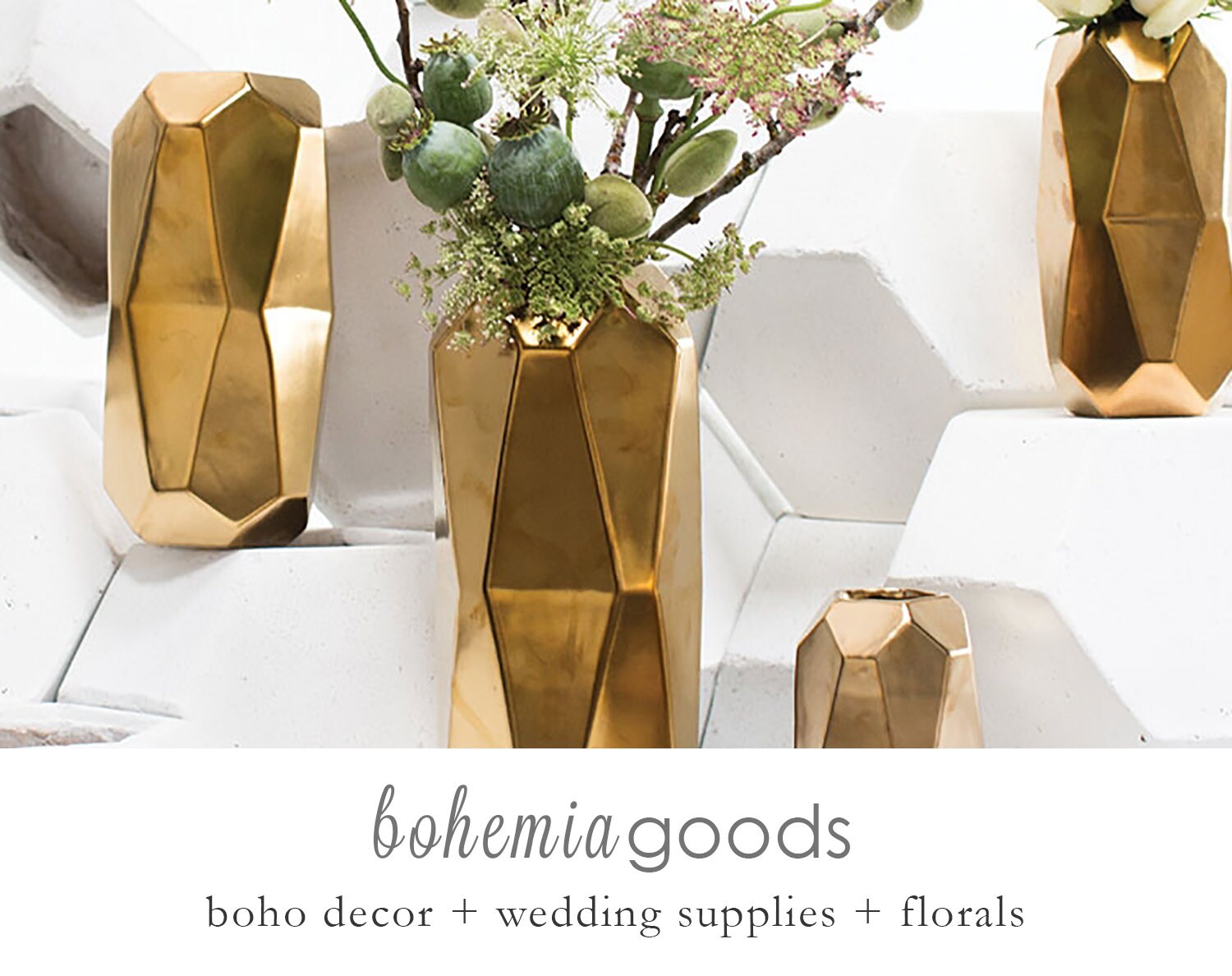 Gold vase geometric gold container modern gold decor gold Etsy