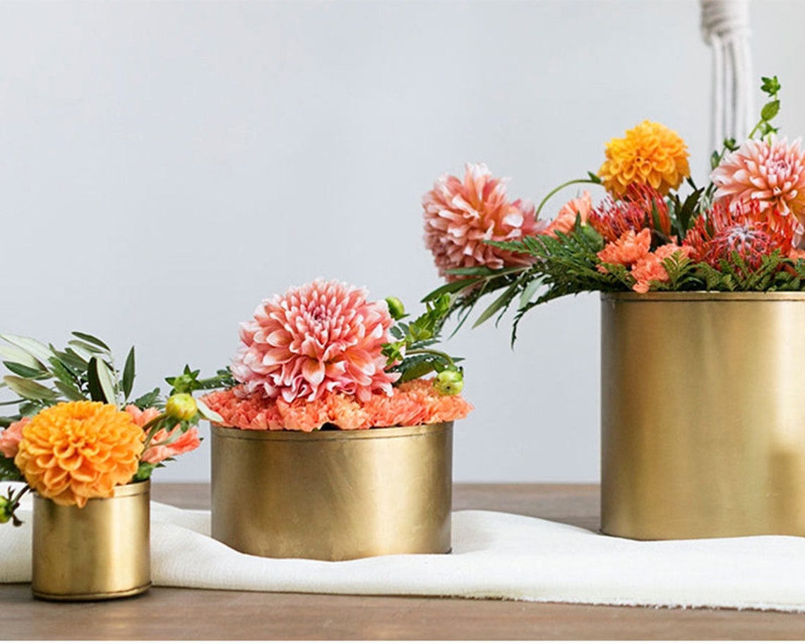 Gold vase gold container gold decor gold wedding metal Etsy