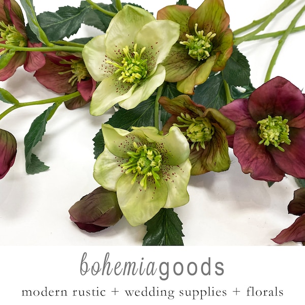 4 colors, Hellebore, artificial hellebore, helleborus, Lenten Rose, bouquet flowers, spring flowers