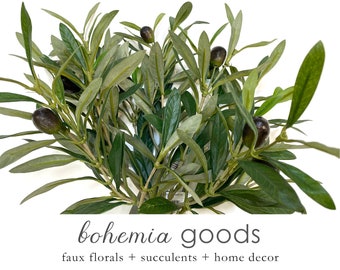 Small Olive Branch Stem: Faux Green-Gray Leaves, 14-Inch