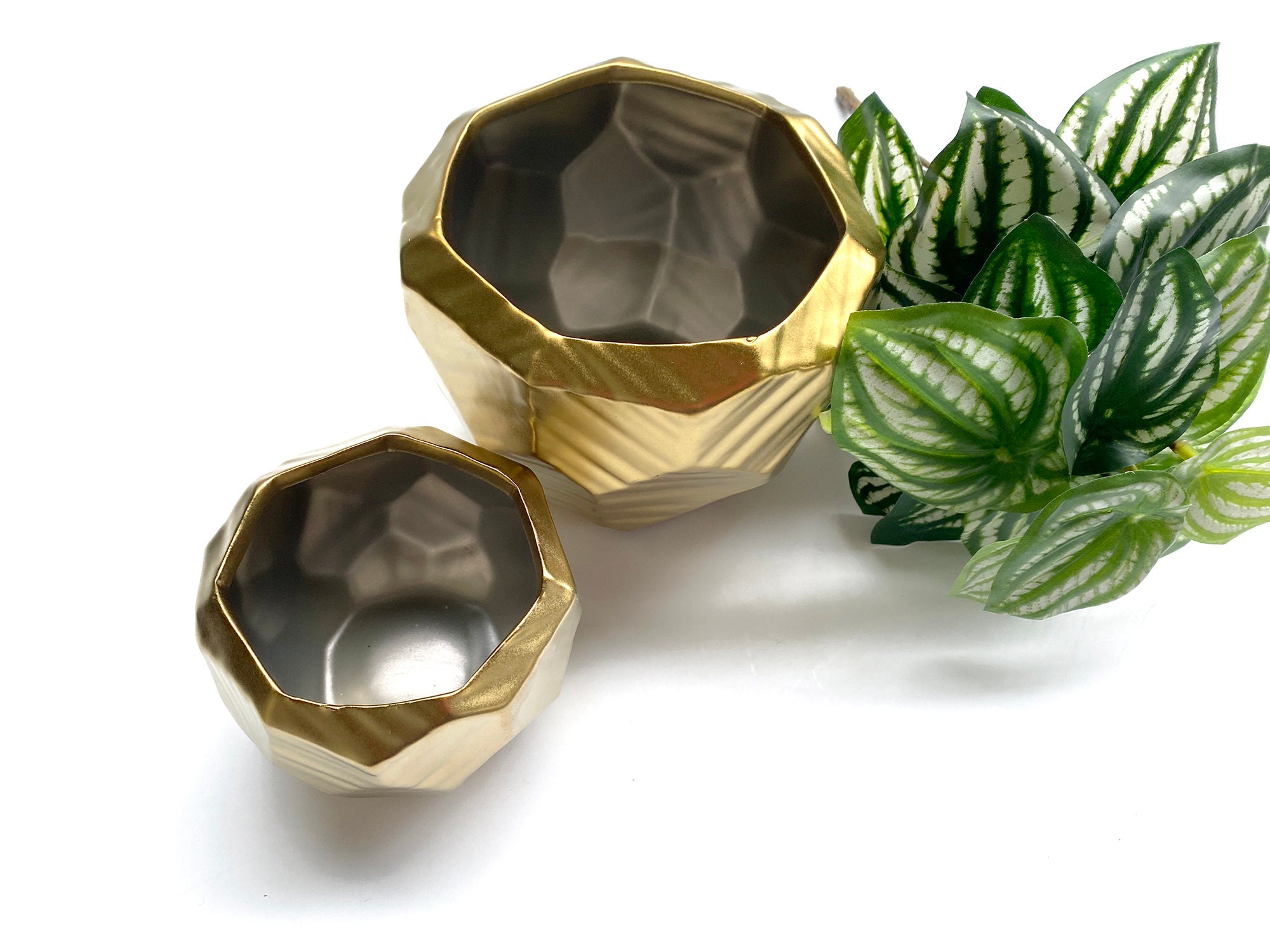 Gold Vase Geometric Gold Container Modern Gold Decor Gold Etsy