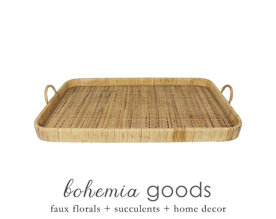 LG Rattan Serving Tray Rectangle Home Gifts Housewarming Etsy
