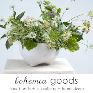 Low bowl vase, white matte finish, centerpiece planter