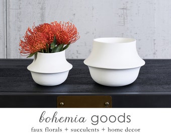 White ceramic planter, vase, modern, Minimalist, Wedding Decor, Modern Decor