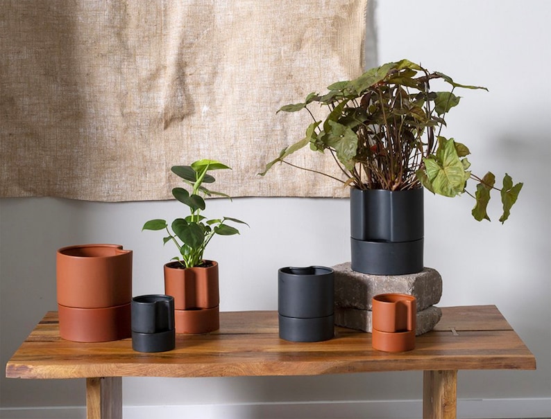 Self watering planter, houseplant planter, indoor planter, terra cotta planter, modern planter image 6