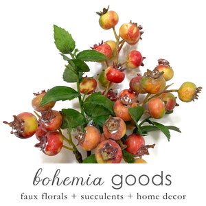 Small rose hip spray, artificial, Christmas decor, fall decor