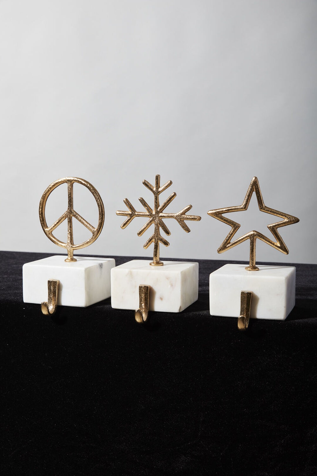 Marble Stocking Holder, Peace Sign Stocking Holder, Snowflake Stocking