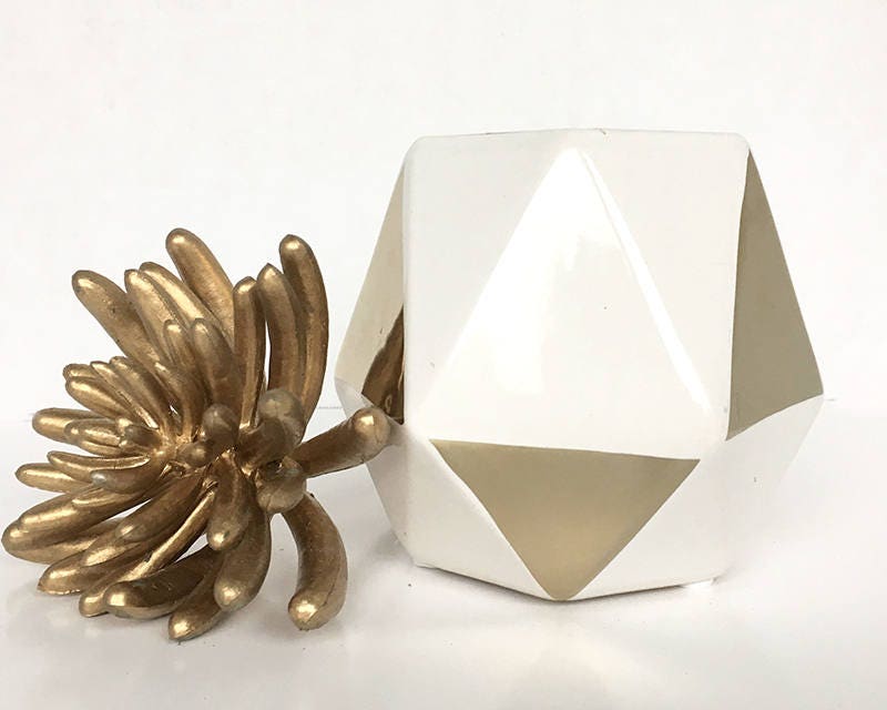 Gold Geometric Vase Modern White and Gold Vase Minimalist Etsy