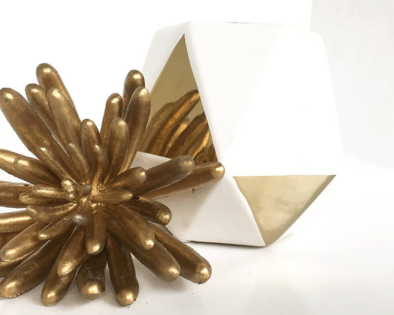 Gold Geometric Vase Modern White and Gold Vase Minimalist Etsy