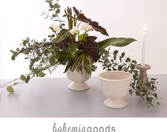 Creamy white vase, compote vase, footed