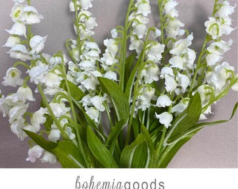 Dainty white Lily of the Valley, faux stems, Convallaria, white May Bells