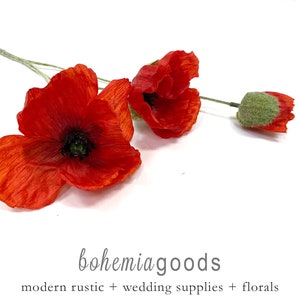 Red poppy flowers, faux, poppy, Oriental poppy, Flanders poppy, artificial poppy