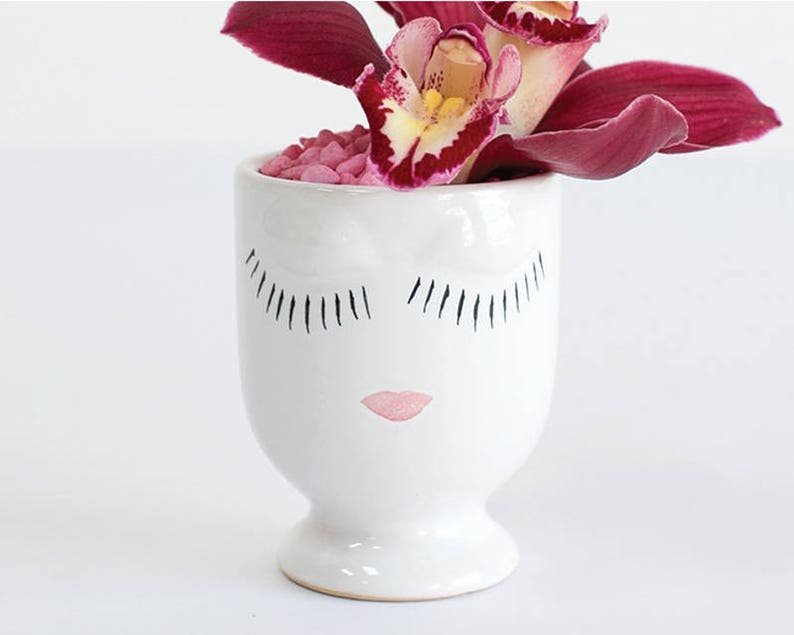 Face planter, gift for her, head planter, flower vase, gardening gift, bridal shower gift, face vase, bridesmaid gift, Mother's Day gift image 6