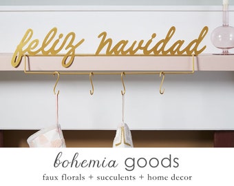 Stocking Holder, Feliz Navidad, Mantle decor