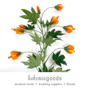 Faux Abutilon flowers, stem, Indian mallow, flowering maple