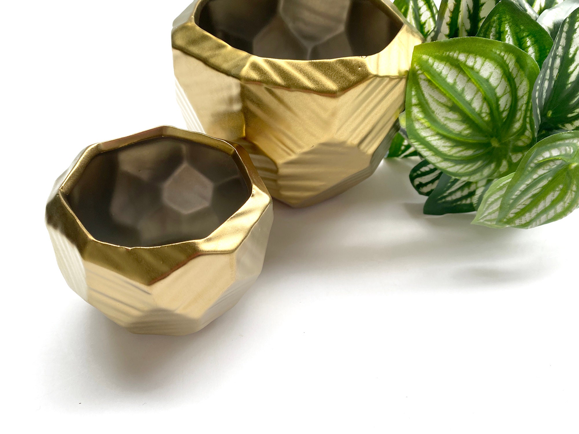 Gold Vase Geometric Gold Container Modern Gold Decor Gold Etsy