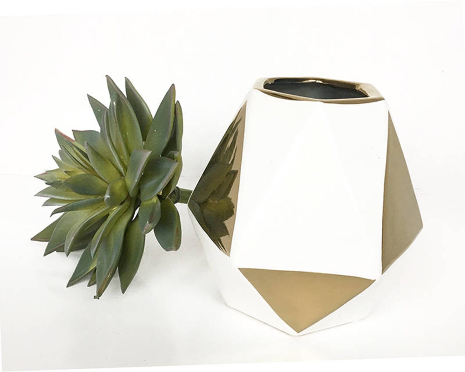 Gold Geometric Vase Modern White and Gold Vase Minimalist Etsy
