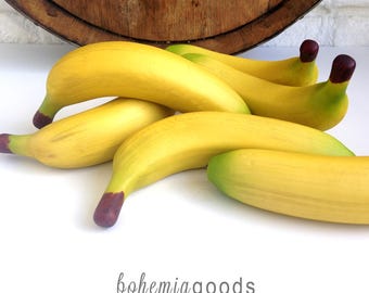 7" Faux Banana, Tropical Fruit Bowl Decor