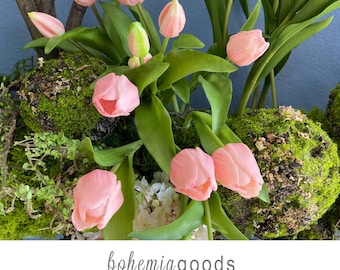 Real Touch Pale Pink Tulips, Darwin Style Artificial Flowers