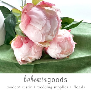 Peony buds, faux, pink peony, closed peony stem, Premium quality