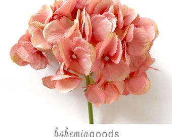 Large Blush Hydrangea, Faux Pastel Flower Stem