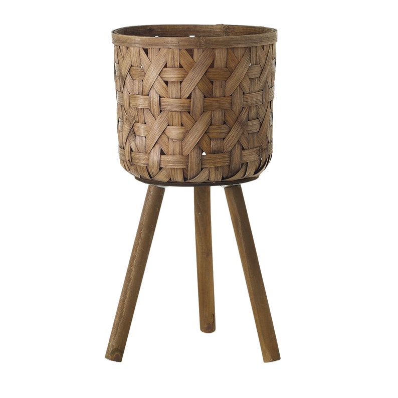 2 Sizes Woven Basket Plant Stand Basket Plant Stand Plant Etsy