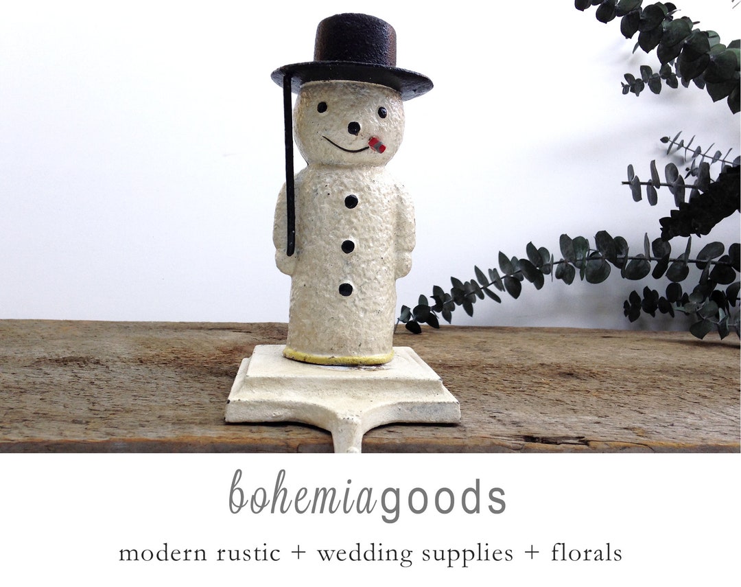 Snowman, Christmas Stocking Holder, Stocking Holder, Painted Cast Iron