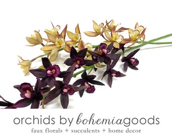 Faux cymbidium, Orchid spike, cymbidium flower, 4 colors, artificial orchid, true touch feel