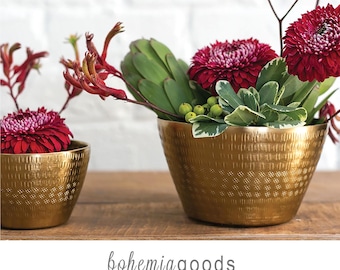 Brassy gold bowl, flower vase, centerpiece, vase for houseplants