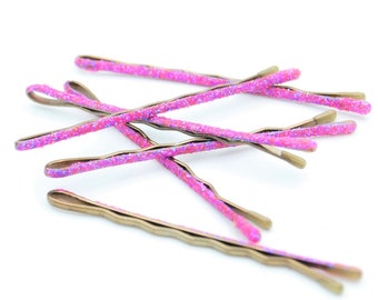 Pink glitter hair pin, pink glitter bobby pins, decorative bobby pins, pink bobby pins, decorative hair pins, sparkle bobby pins, bobby pin