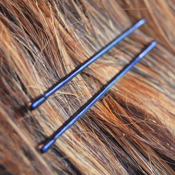 Cobalt blue bobby pins, metallic blue colored bobby pins, cobalt blue wedding hair pins, something blue bobby pins, something blue bridal