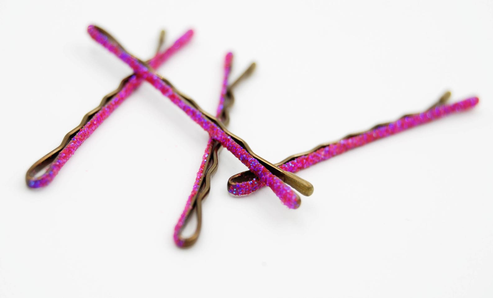 Pink Glitter Hair Pin Pink Glitter Bobby Pins Decorative Etsy