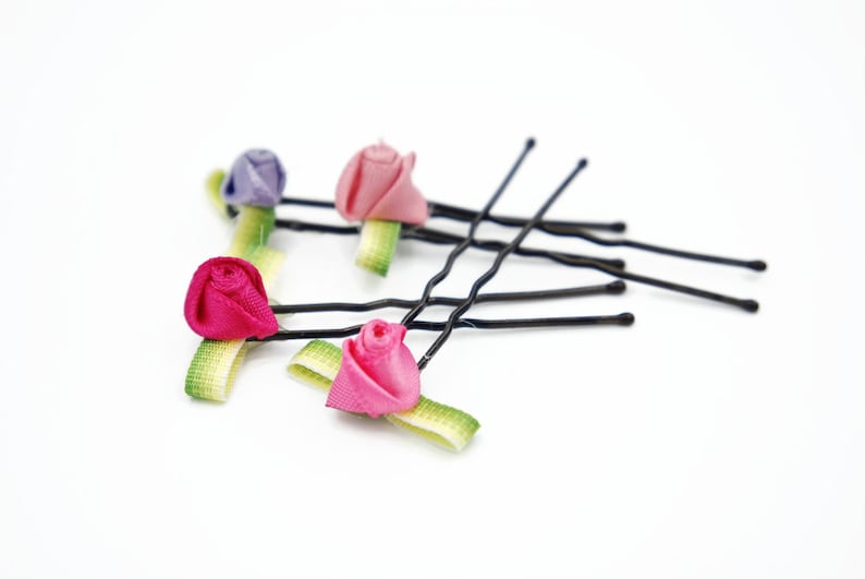 Floral Hair Pin Pink Flower Hair Pin Pink Rose Hair Pin Etsy