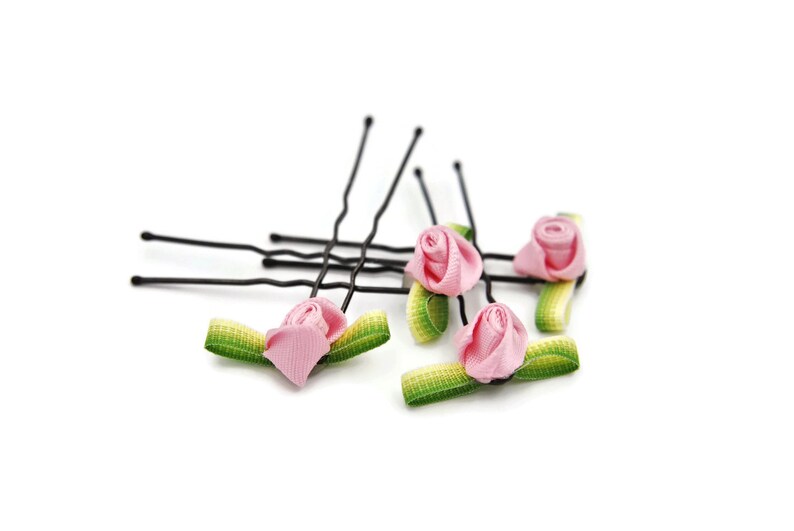 Pink Rose Hair Pin Small Pink Flower Hair Pin Pink Floral Etsy