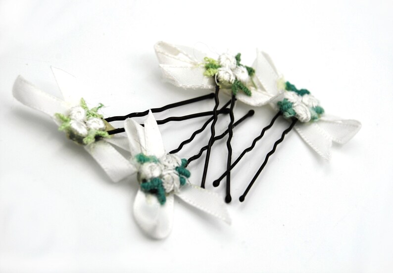 White Flower Girl Hair Bows Small Hair Bows With Flowers Etsy
