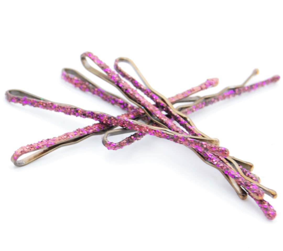 Pink Glitter Hair Pins Decorative Bobby Pins Burgundy Etsy