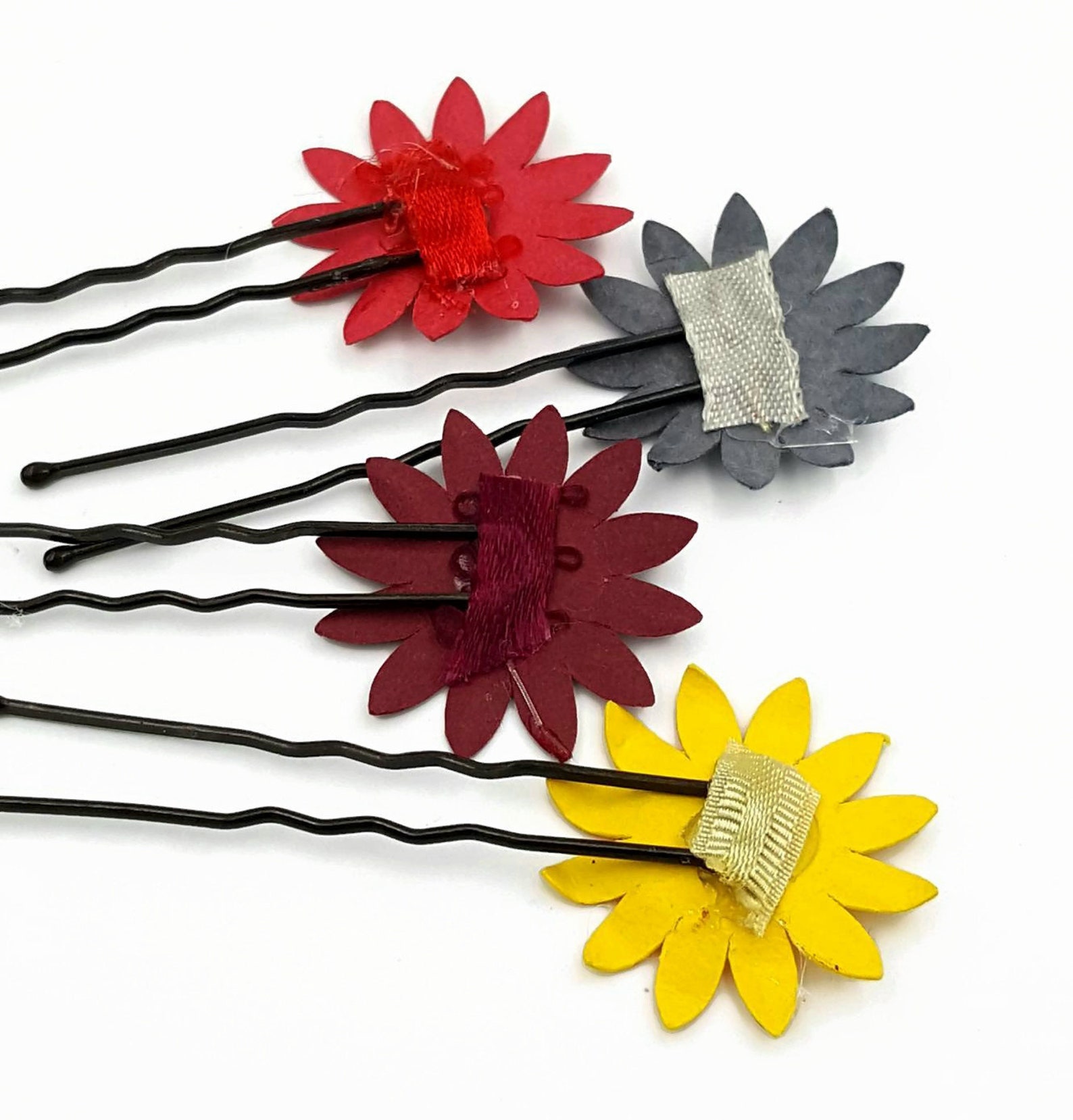 SET OF 4 Paper Flower Hair Pins Small Flower Girl Hair Pin Etsy