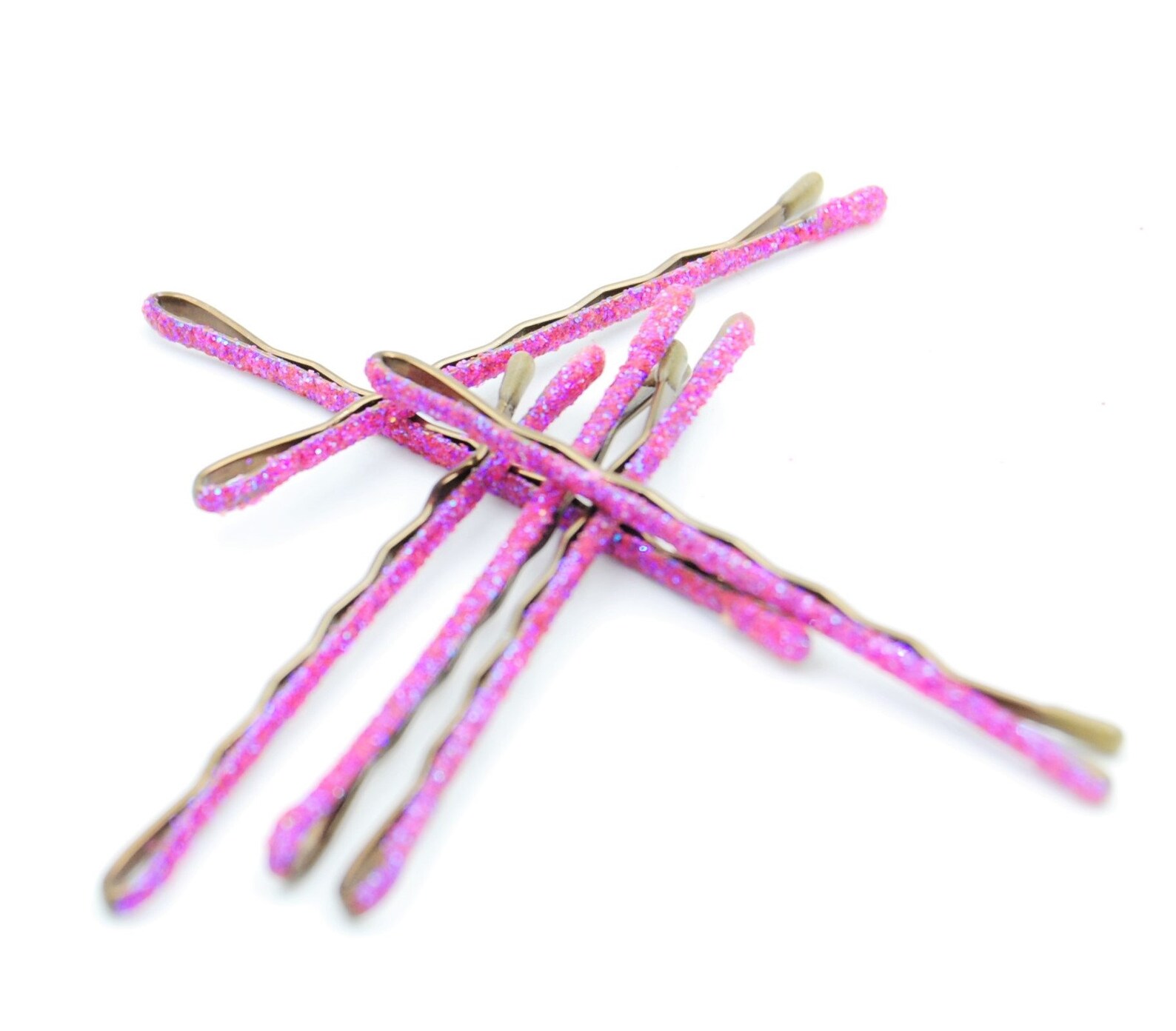 Pink Glitter Hair Pin Pink Glitter Bobby Pins Decorative Etsy