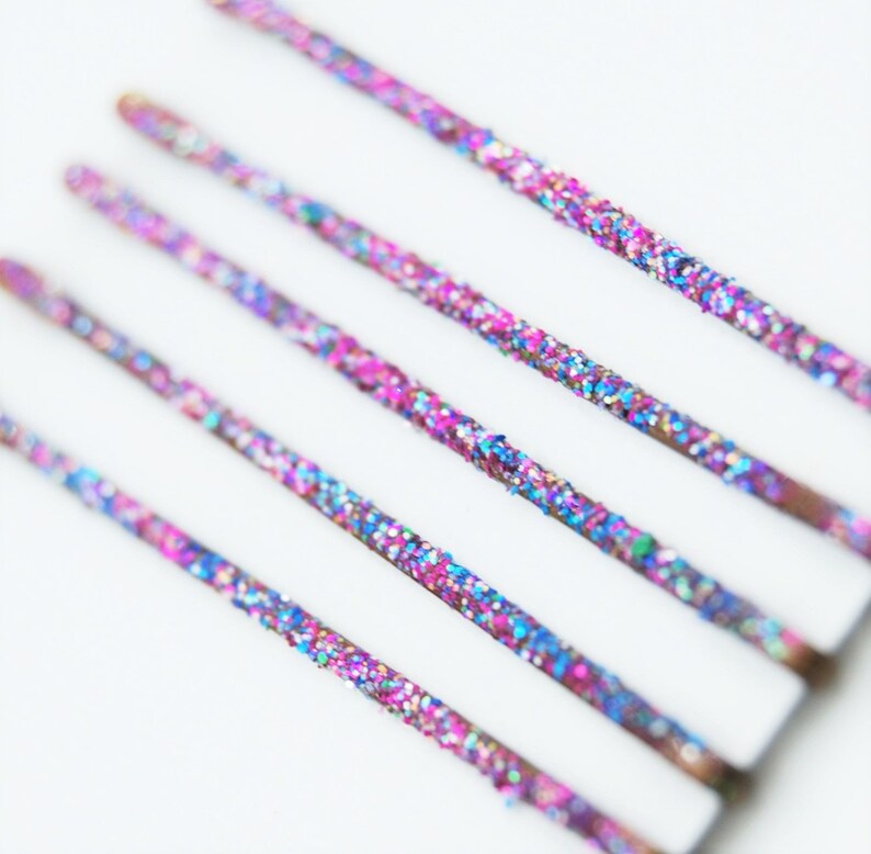 Rainbow Glitter Bobby Pins Pink Glitter Hair Pins Pink Bobby Etsy