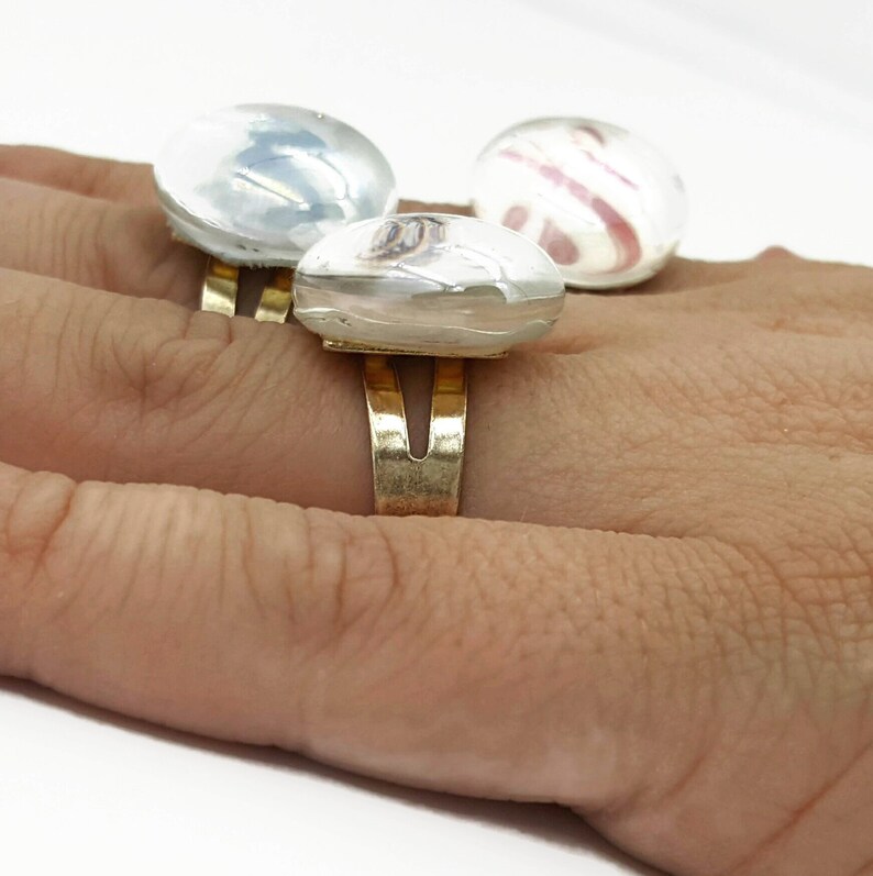 Adjustable Statement Ring With Words. Round Glass Cabochon Etsy