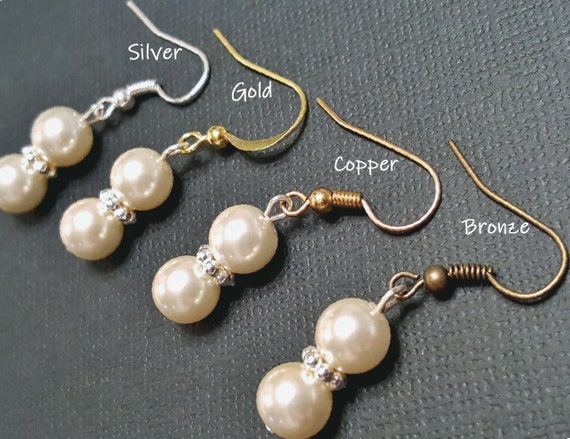 Fake pearl drop earrings sale
